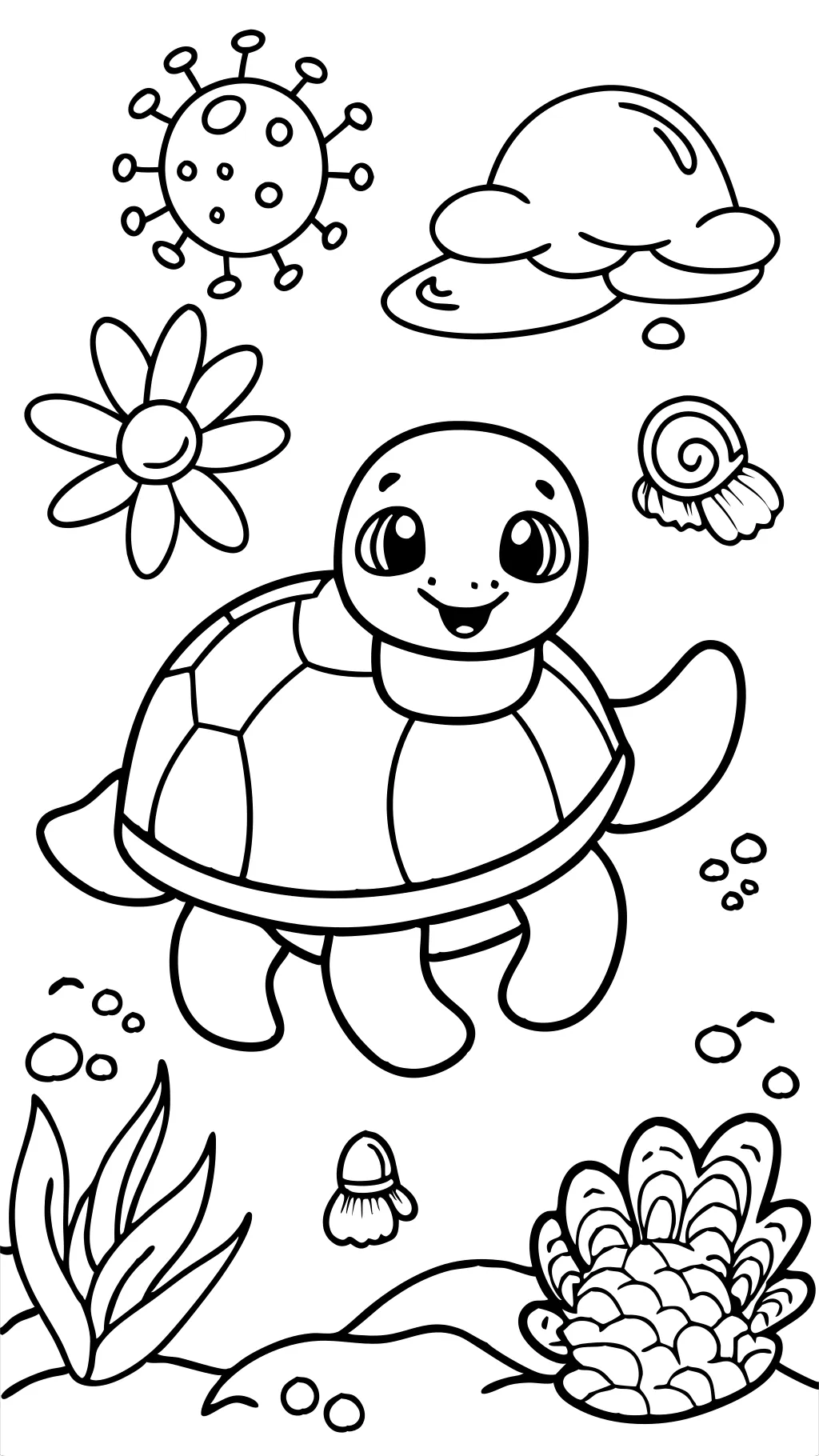 coloriages de tortues mignonnes